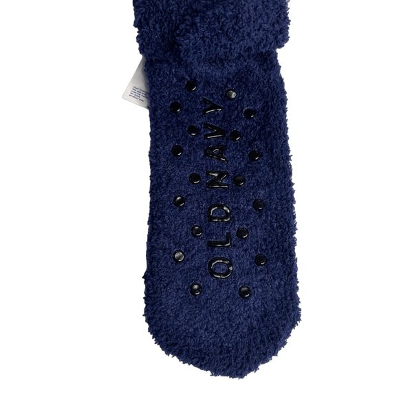 Old Navy Kids Crazy Socks Santa Blue Fleece Warm Size OS New - Picture 2 of 5
